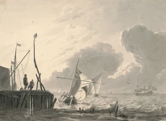 Hafen am Meer bei aufziehendem Gewitter